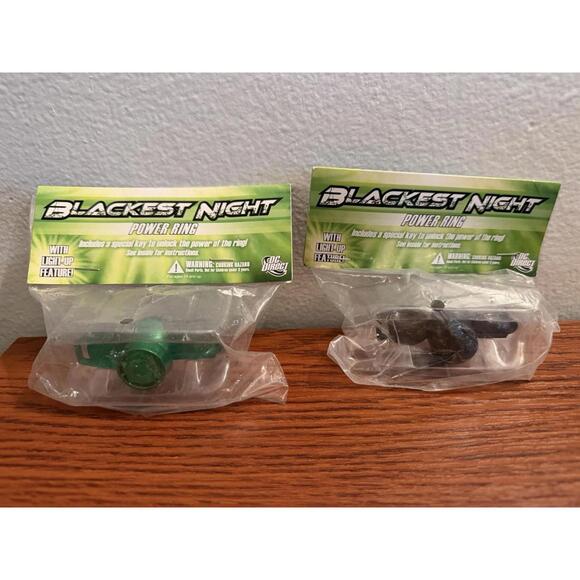 2 GREEN LANTERN LIGHT-UP POWER RING BLACKEST NIGHT SDCC NYCC 2011 EXCLUSIVE Set